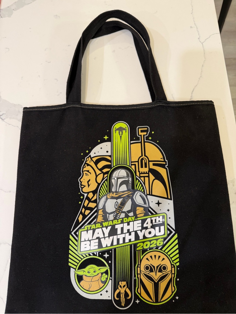 Disney Black Tote with Green and Gold Star Wars Graphic